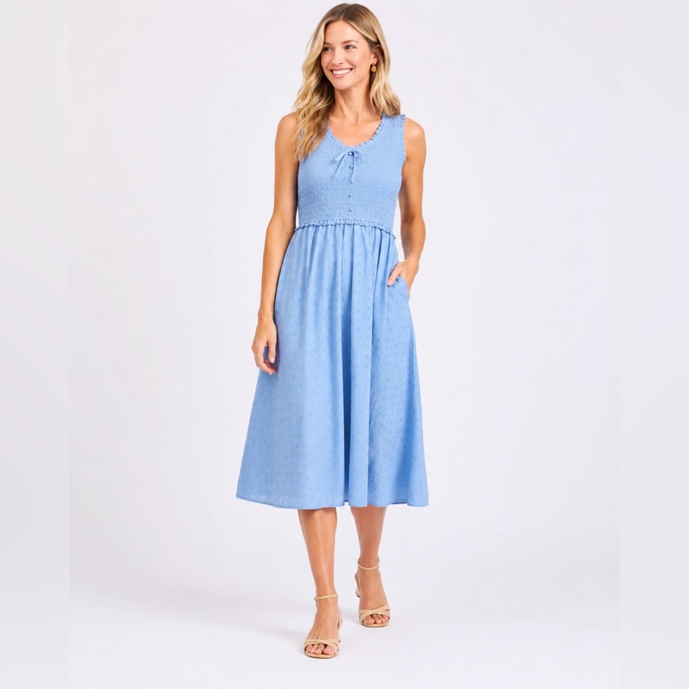 NWT Daniel Rainn Smocked Bodice Midi Dress